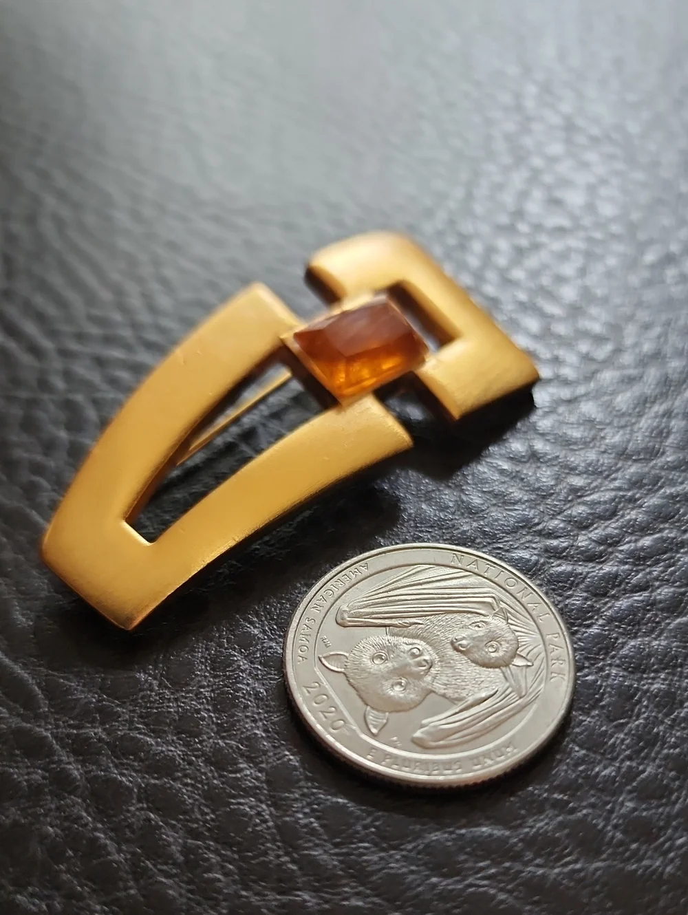 Gold-Tone Anne Klein Brooch with Amber Accent